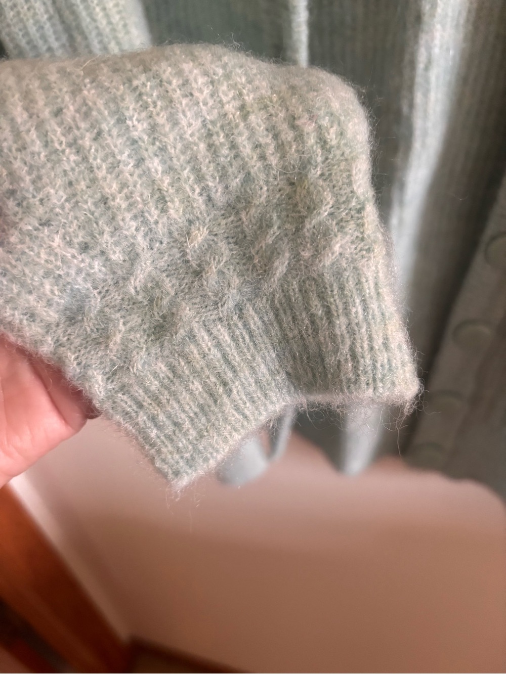 Sezane OTHELLO cardigan in sea green - Picture 6 of 7
